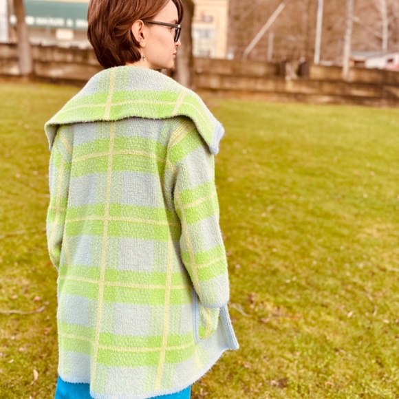 Vintage 1960s Joan Marie Long Plaid Sweater - Picture 2 of 6